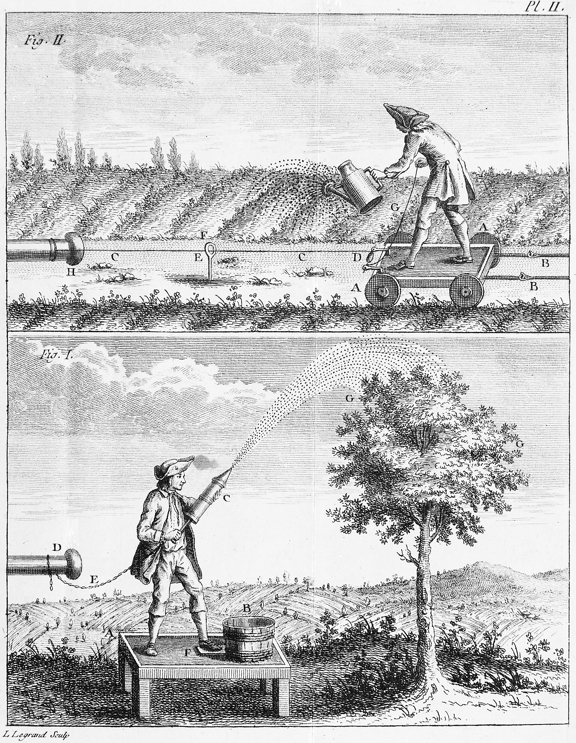 Historical illustration of experiments on the effect of electricity on plant growth